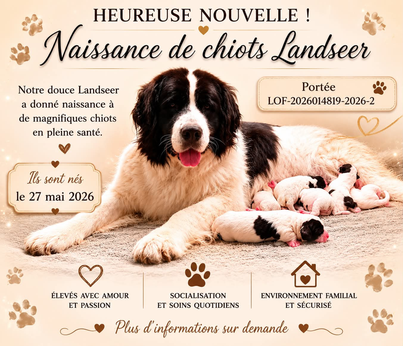 Portée Landseer LOF - Beauté et douceur.